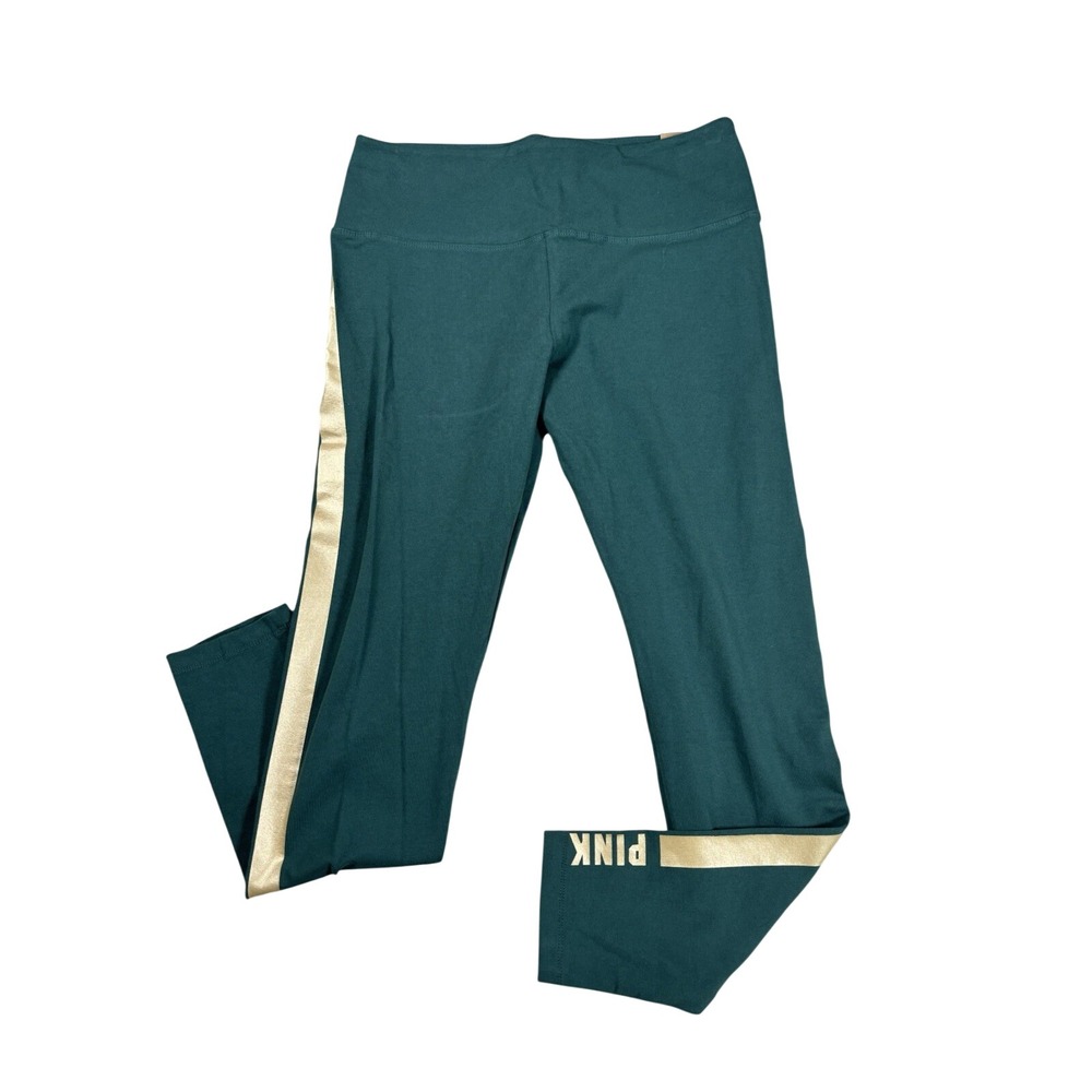 NWT Victoria's Secret PINK High Waist Leggings Green Gold‎ Stripe XL 397769-QJQ
